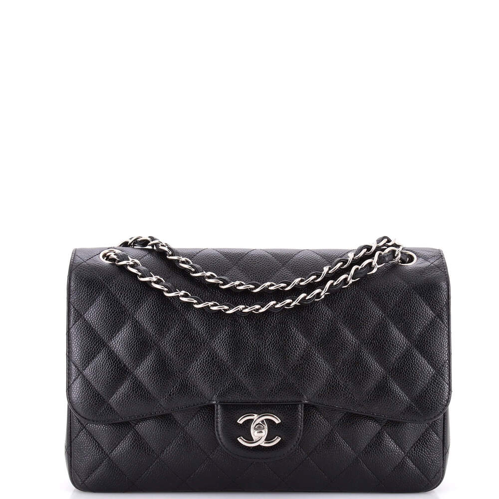 Chanel Jumbo Classic Double Flap Bag Quilted Caviar